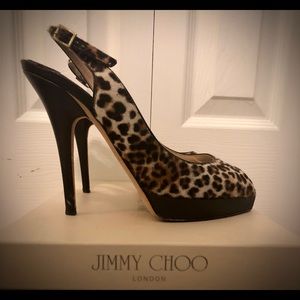 Jimmy Choo CLUE Printed Pony- Leopard Print 36.5